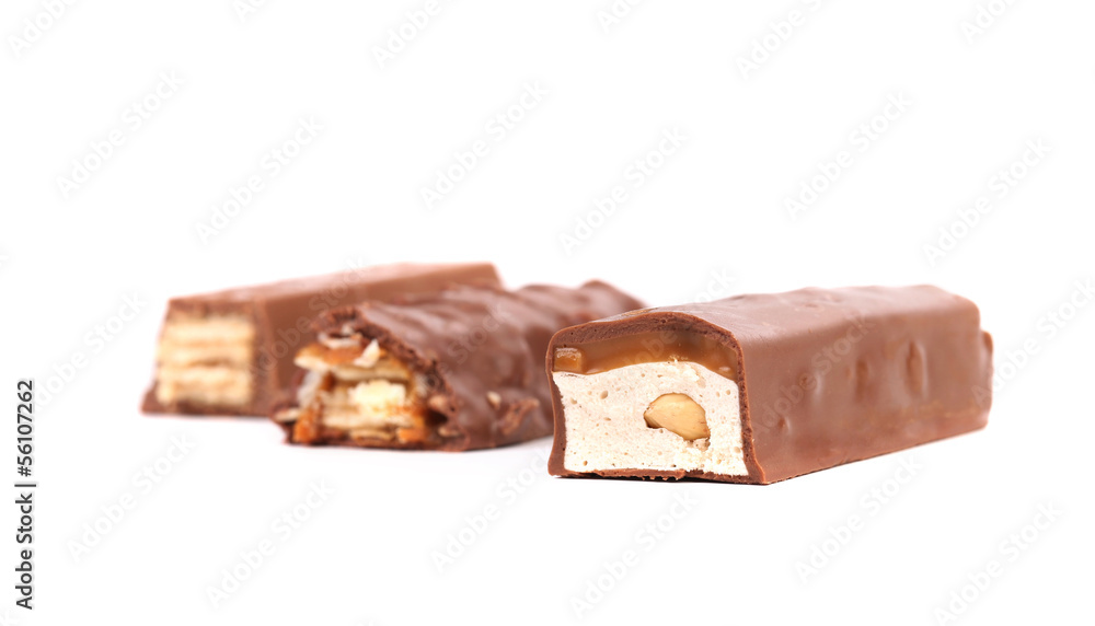 Different slices bar of chocolate.