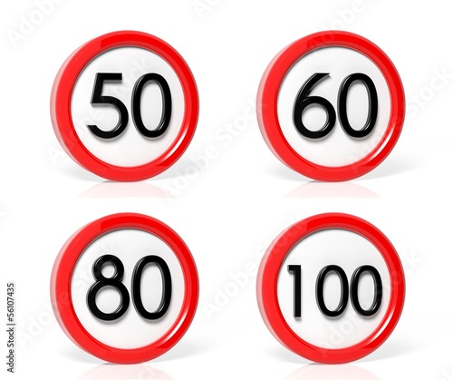 Free Download Collection of speed limit signs isolated on white background - GFXLoad