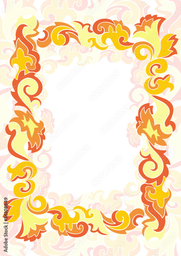 Illustration of abstract frame in red, orange and yellow colors Illustration of abstract frame in red, orange and yellow colors
