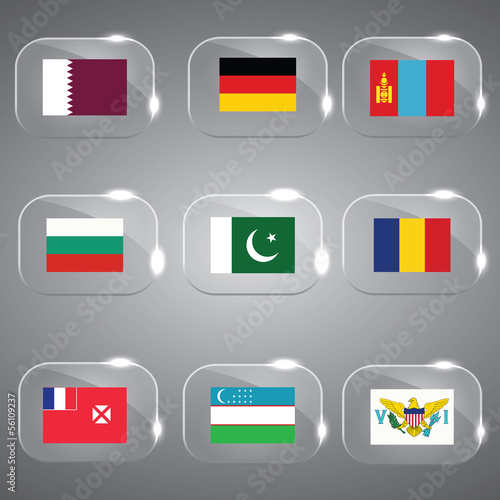 Free Download Flags Glass Flags Set Flags of the world Vector illustration - GFXLoad