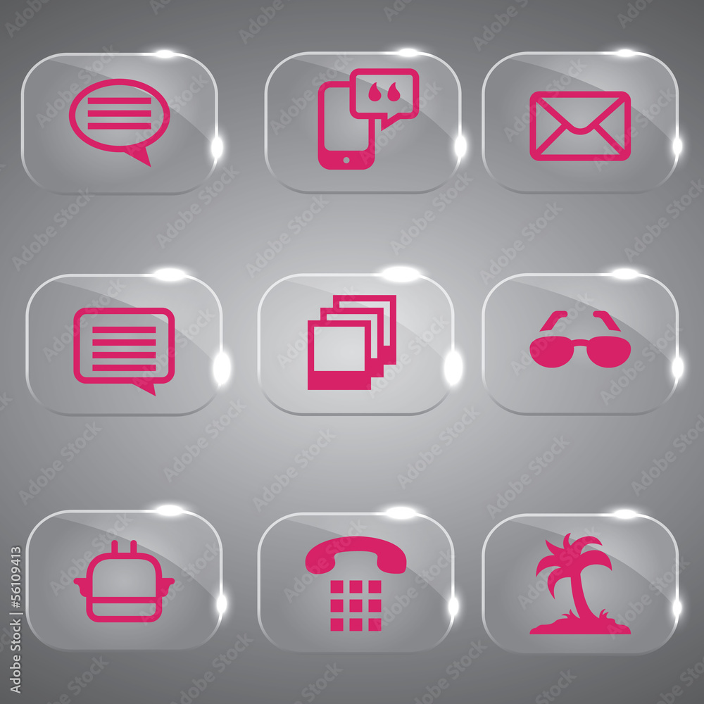 Glass icons vector icon set icons web collection Illustration Glass icons vector icon set icons web collection Illustration