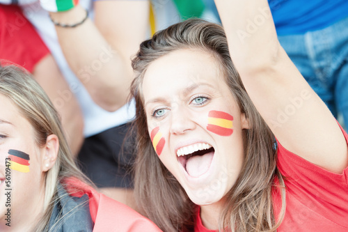 Foto Spanish young supporter at the stadium during the World Cup