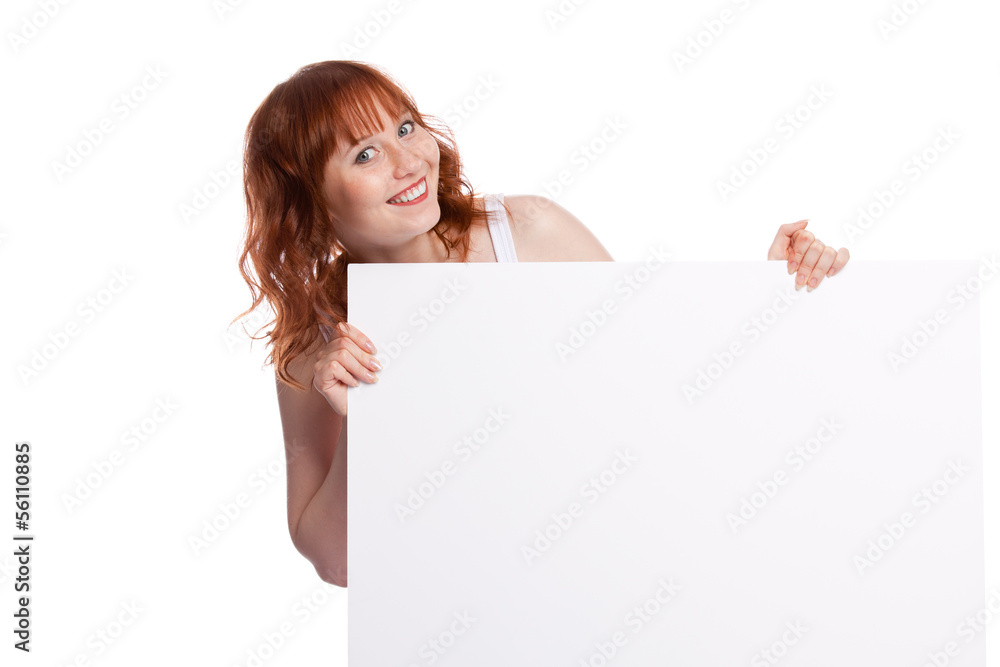 woman holding empty white board woman holding empty white board
