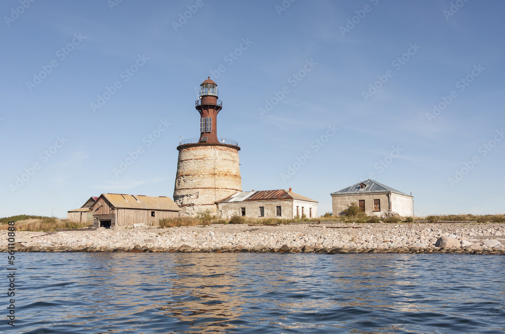 Ancient lighthouse on an island