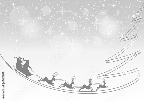 Noël - traineau et trace de sapin