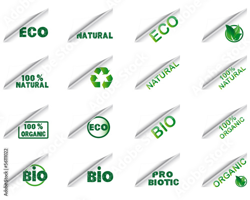 Eco, bio, natural, organic, labels for paper