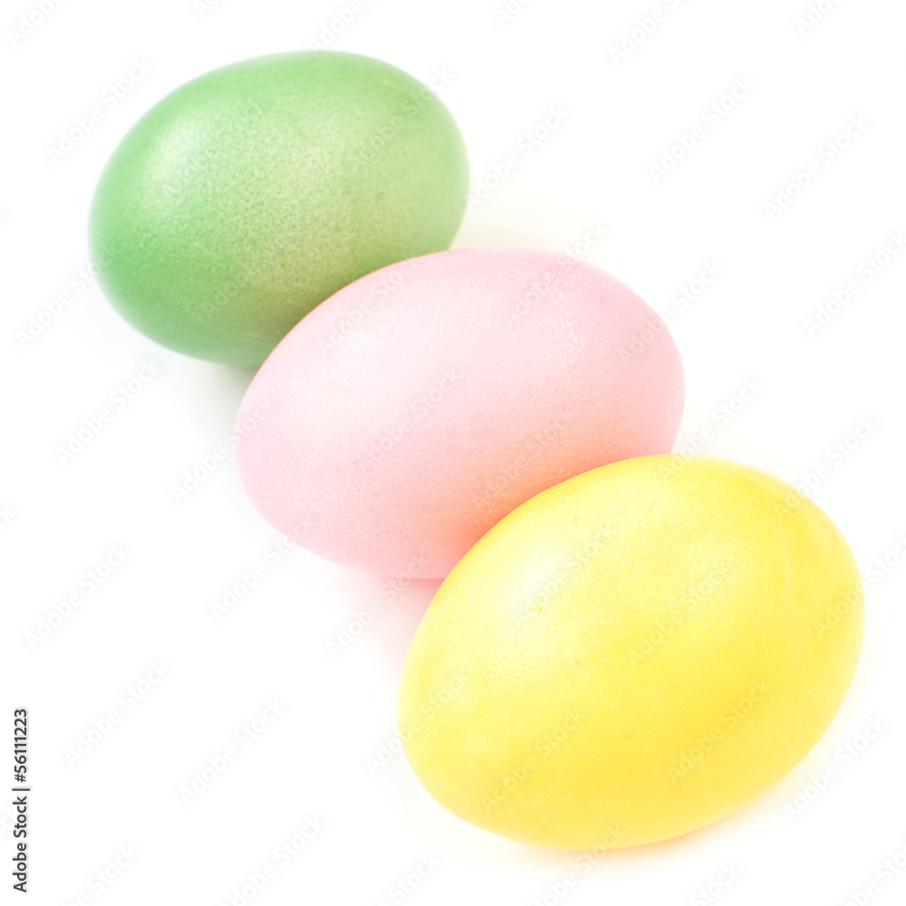 Colored Easter eggs on white background Colored Easter eggs on white background