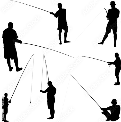 fishermen and fishing - vector