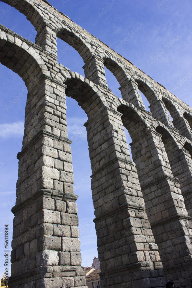 The famous Roman Aqueduct in Segovia in Spain The famous Roman Aqueduct in Segovia in Spain