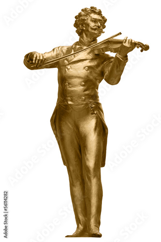 Johann Strauss Golden Statue on white