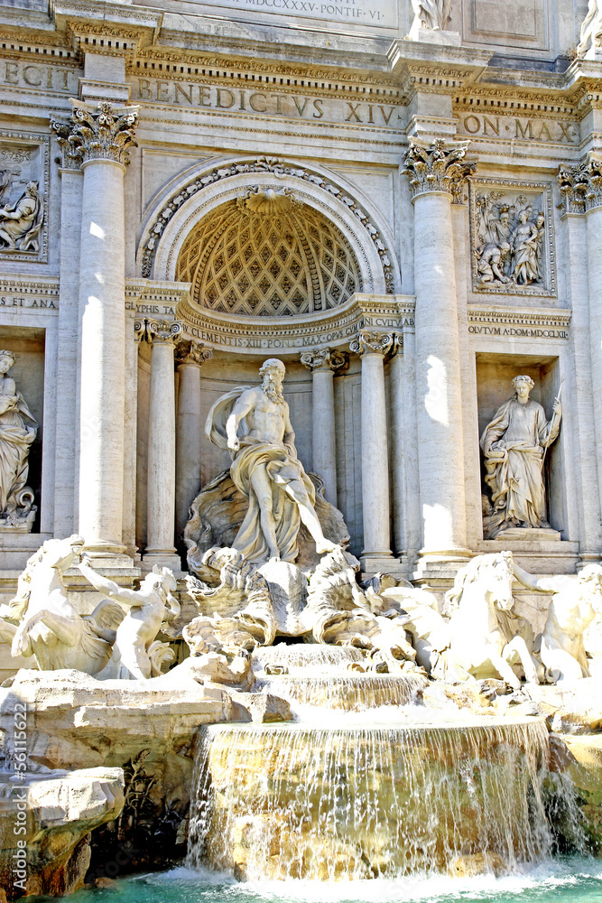 fountain of trevi in Rome with the statue of the God Neptune in