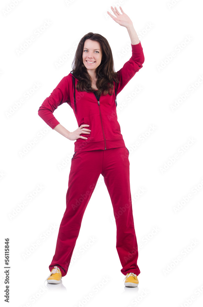 Young woman doing exercises on white Young woman doing exercises on white