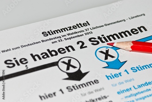 Stimmzettel zur Wahl, Niedersachsen, Deutschland, Europa