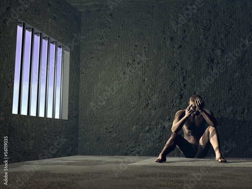 Billede på lærred Sad prisoner - 3D render