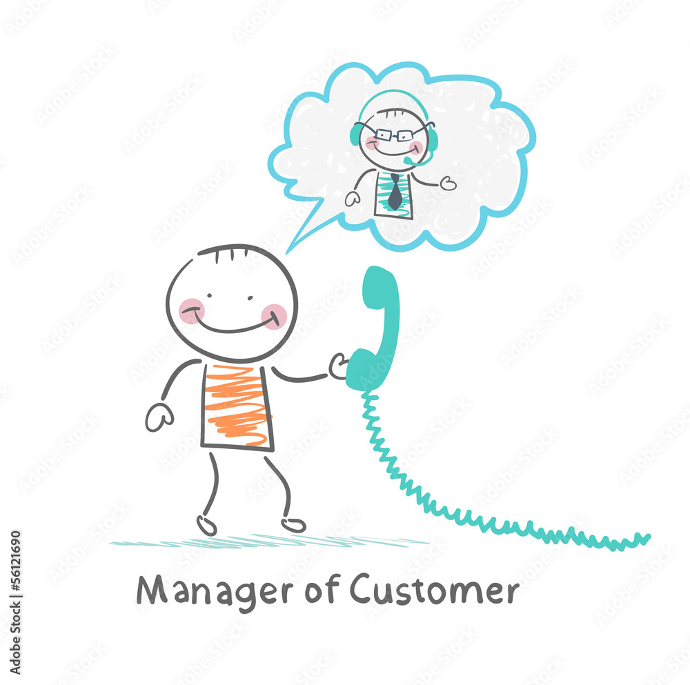 Manager of Customer talking on headphones with the client Manager of Customer talking on headphones with the client