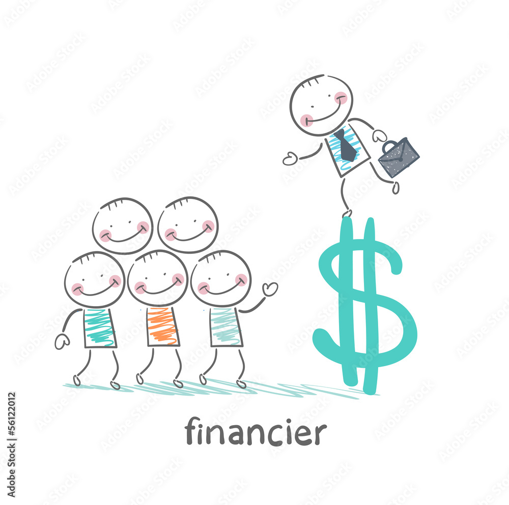 financier is on the dollar sign and talking with people financier is on the dollar sign and talking with people