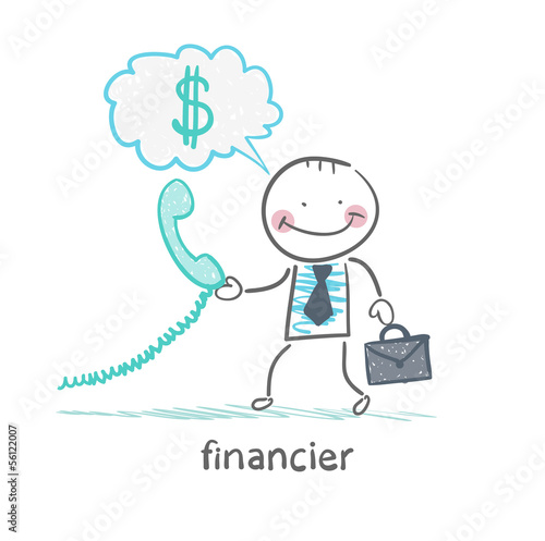financier talking on the phone and thinks about money