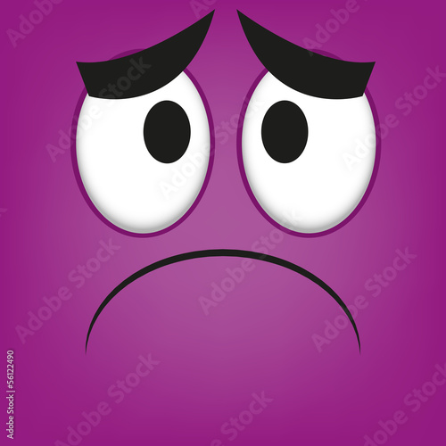 A Vector Cute Cartoon Purple Sad Face