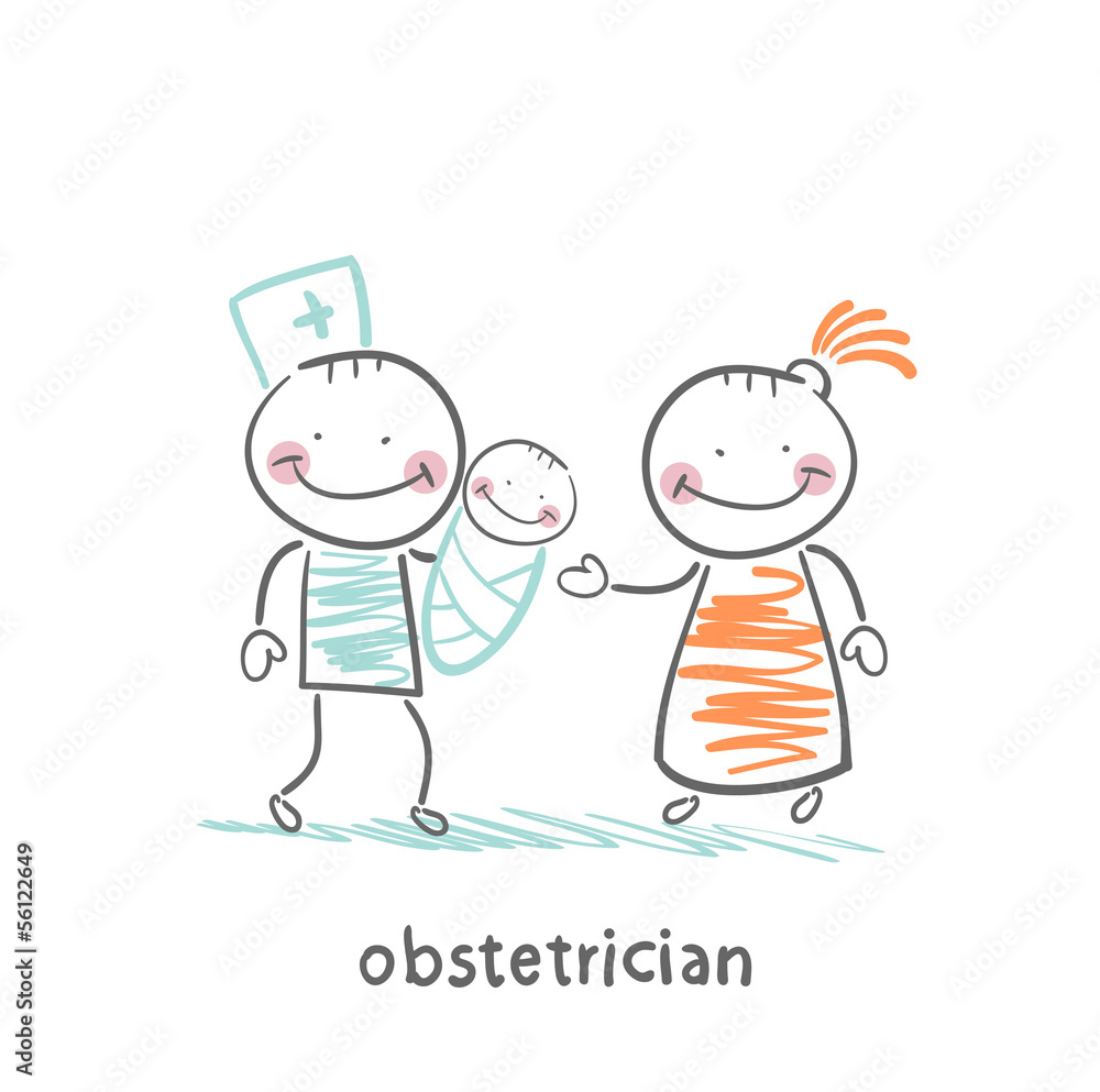obstetrician with the patient and the child obstetrician with the patient and the child