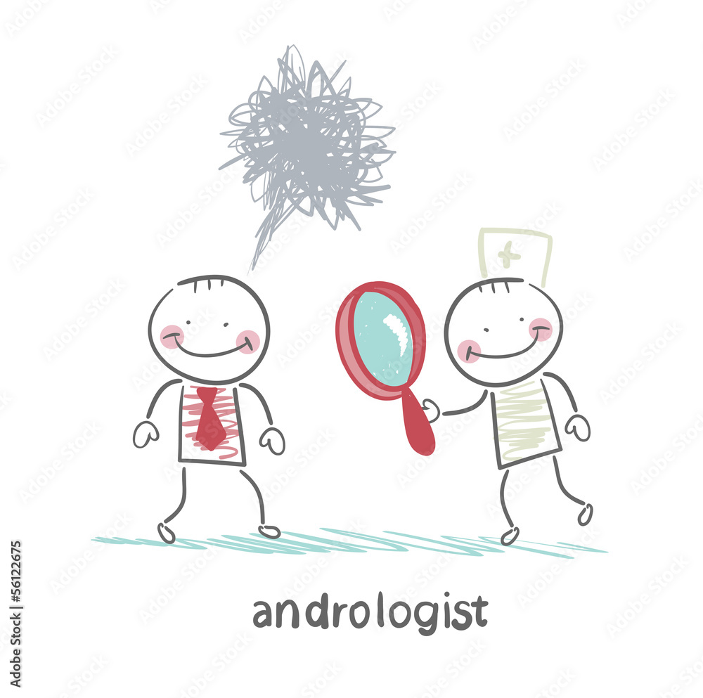 andrologist looking through a magnifying glass on a patient andrologist looking through a magnifying glass on a patient