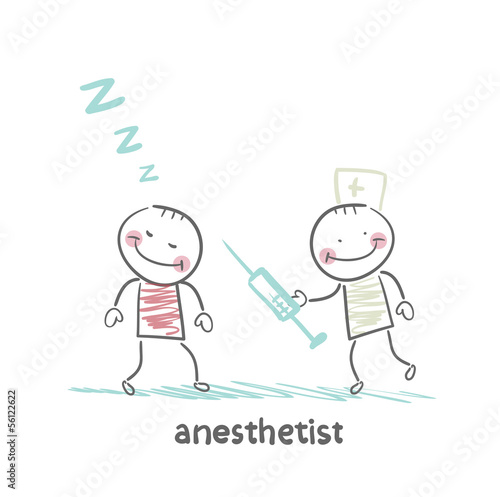 anesthesiologist with syringe next to a sleeping patient