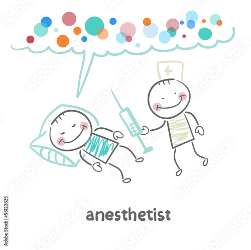 anesthesiologist with syringe next to a sleeping patient