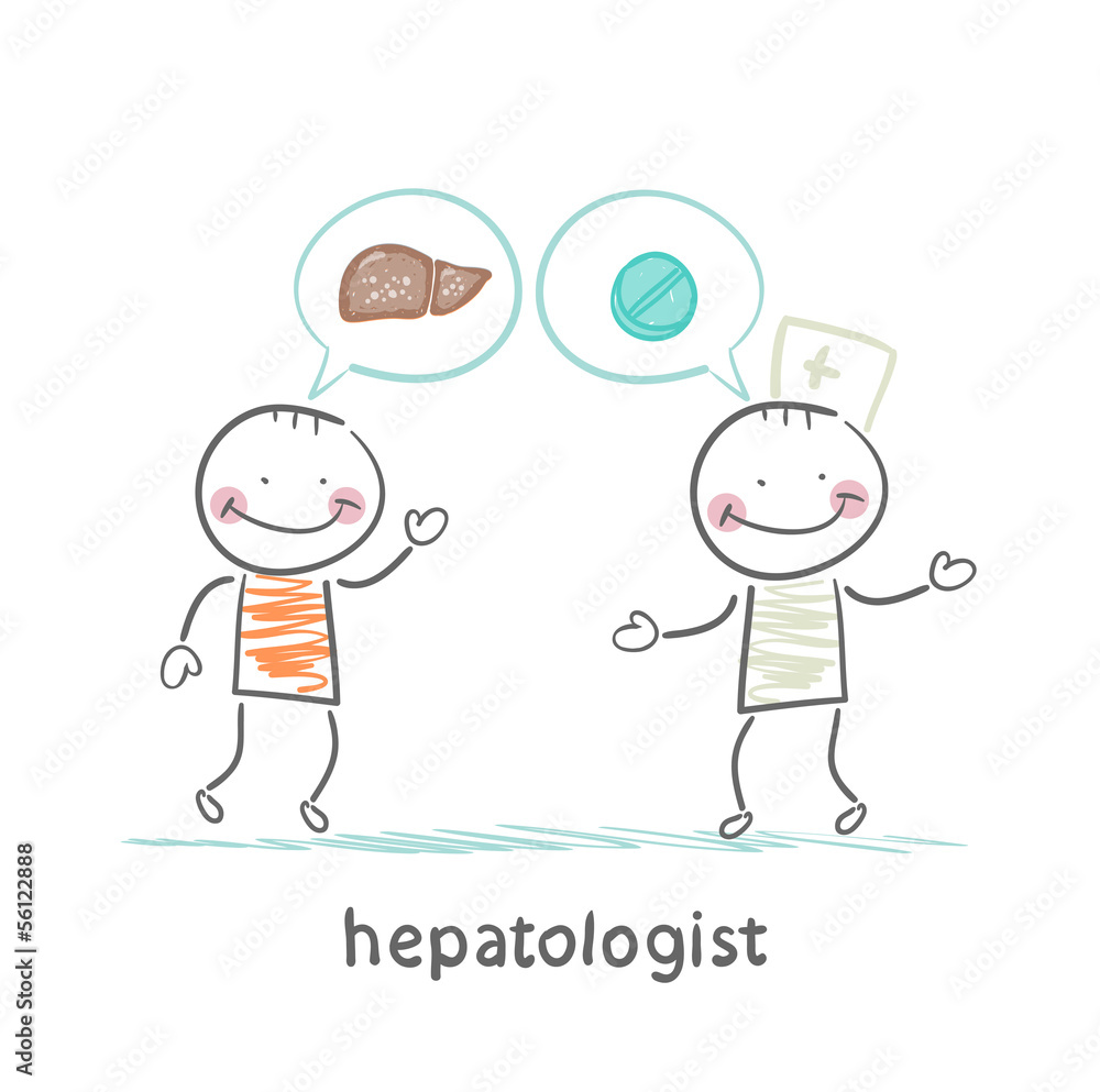 hepatologist says with a patient on the liver and tablets hepatologist says with a patient on the liver and tablets