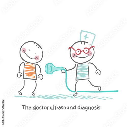 The doctor ultrasound diagnosis works with the patient