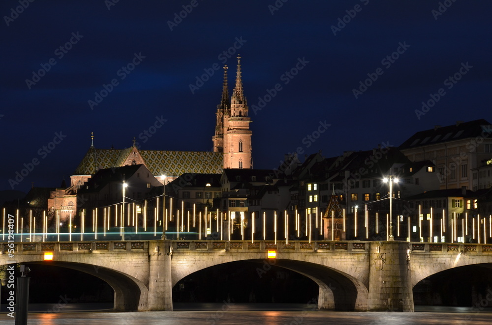 Mittlere Brücke and the Cathedral, Basel, Switzerland
