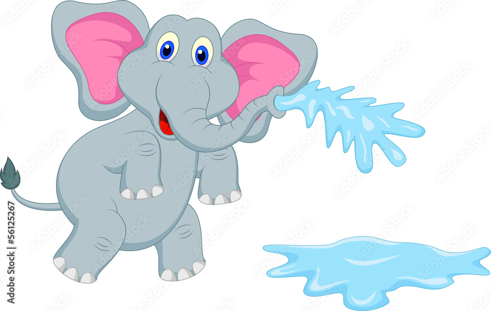 funny elephant cartoon blowing water out of his trunk funny elephant cartoon blowing water out of his trunk