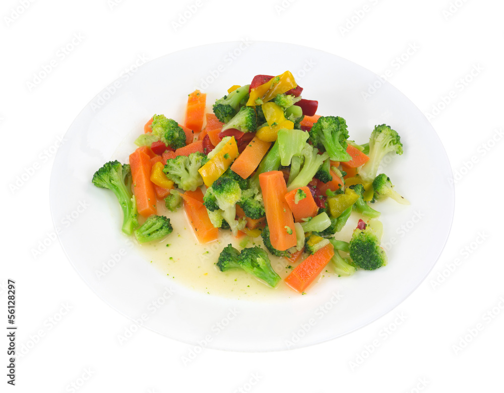 Plate of healthy vegetables on a white background Plate of healthy vegetables on a white background