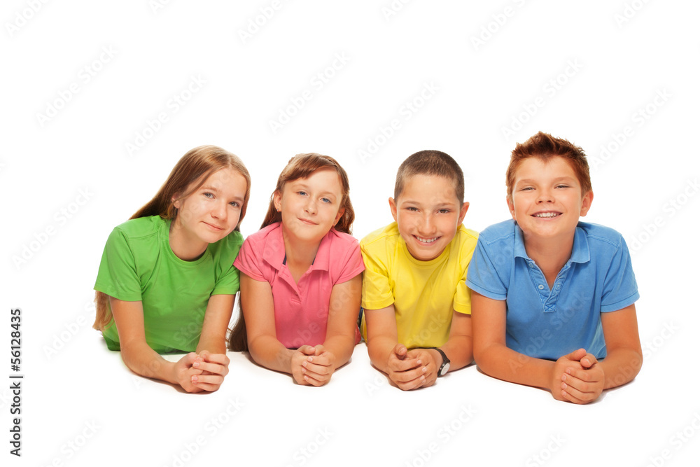 Kids in a row isolated Kids in a row isolated