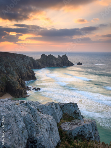 Dawn on Treen Cliffs Cornwall photo