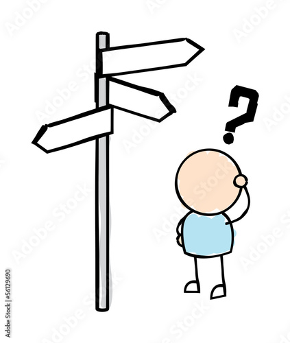 Man at Signpost