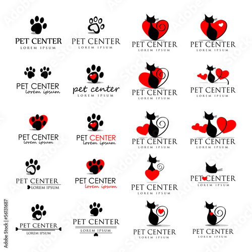 Cat And Dog Icons Set - Isolated On White Background