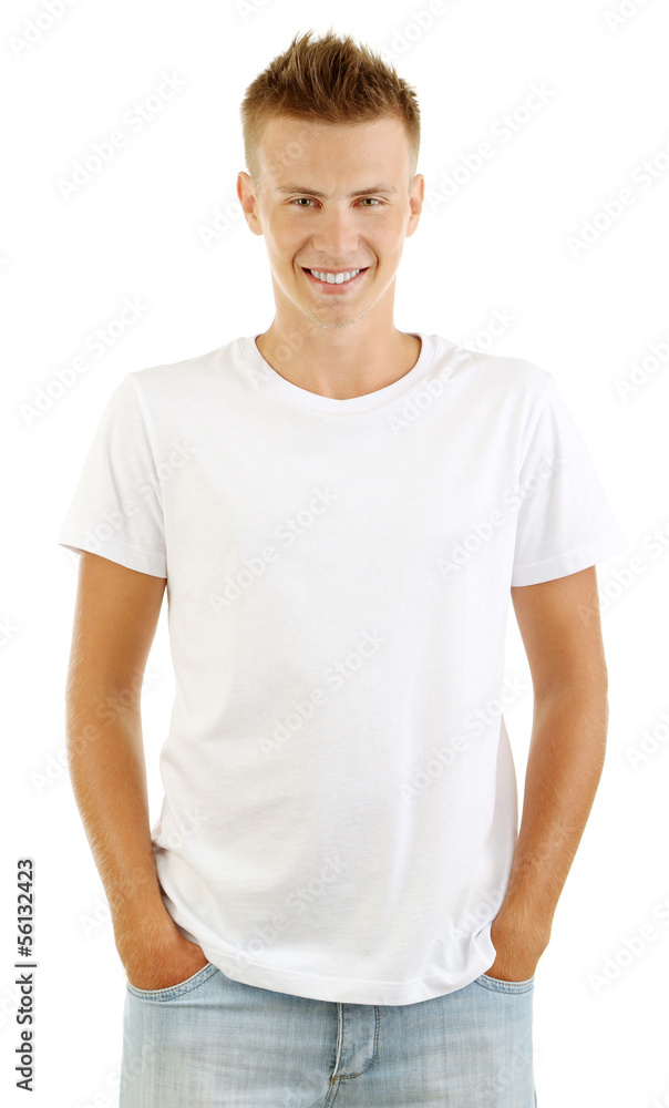 T-shirt on young man isolated on white T-shirt on young man isolated on white