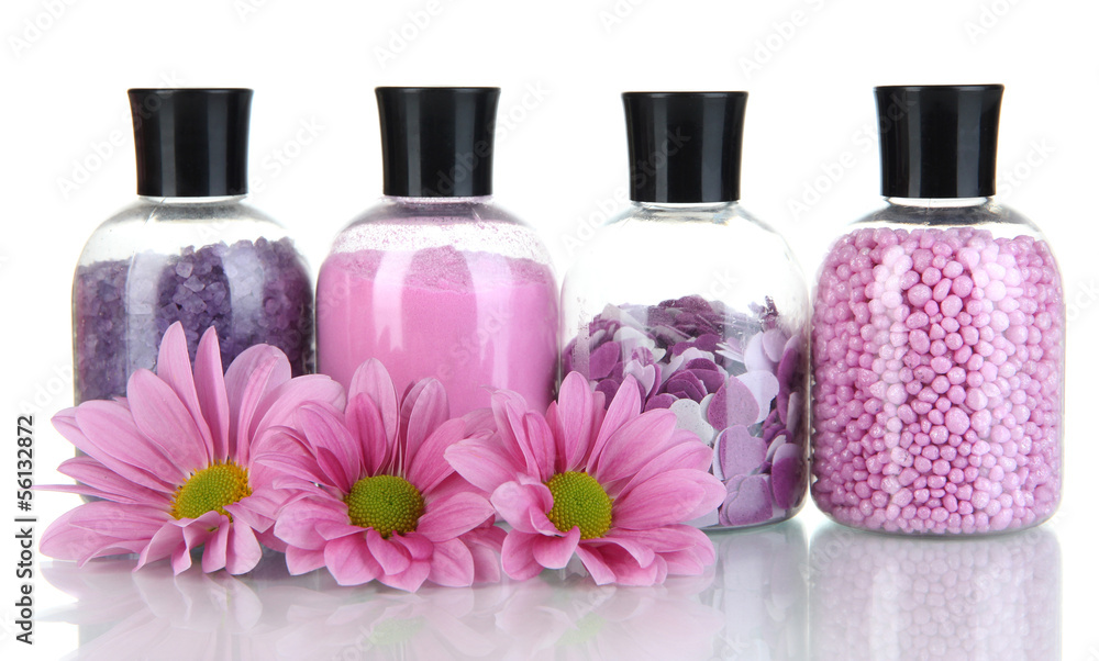 Aromatherapy minerals - colorful bath salt isolated on white Aromatherapy minerals - colorful bath salt isolated on white