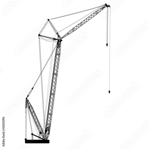 Silhouette of one cranes. Vector illustration.