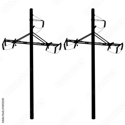 Silhouette of high voltage power lines. Vector  illustration.