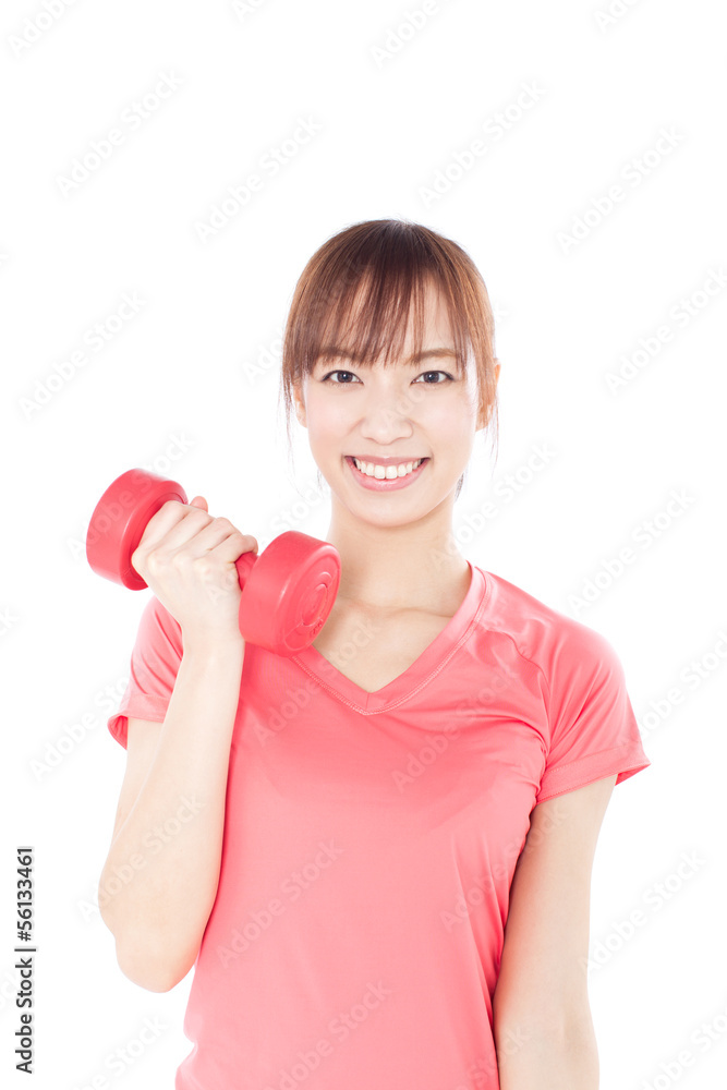 ダンベルを持った女性 ダンベルを持った女性