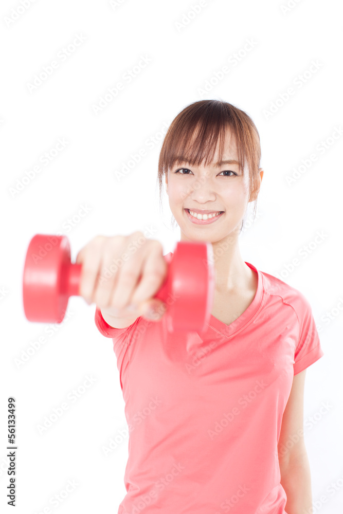 ダンベルを持った女性 ダンベルを持った女性