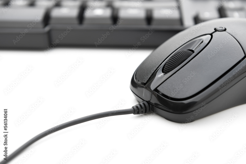 black mouse and keyboard on white background black mouse and keyboard on white background