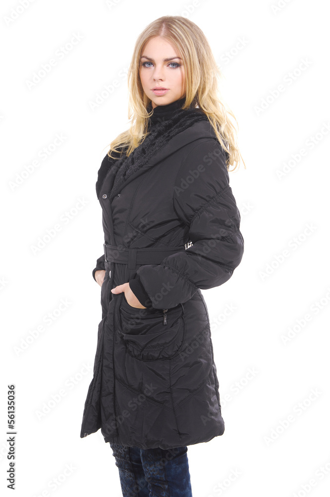 portrait of a beautiful young woman in black coat posing portrait of a beautiful young woman in black coat posing
