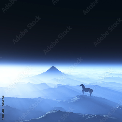 富士山と馬