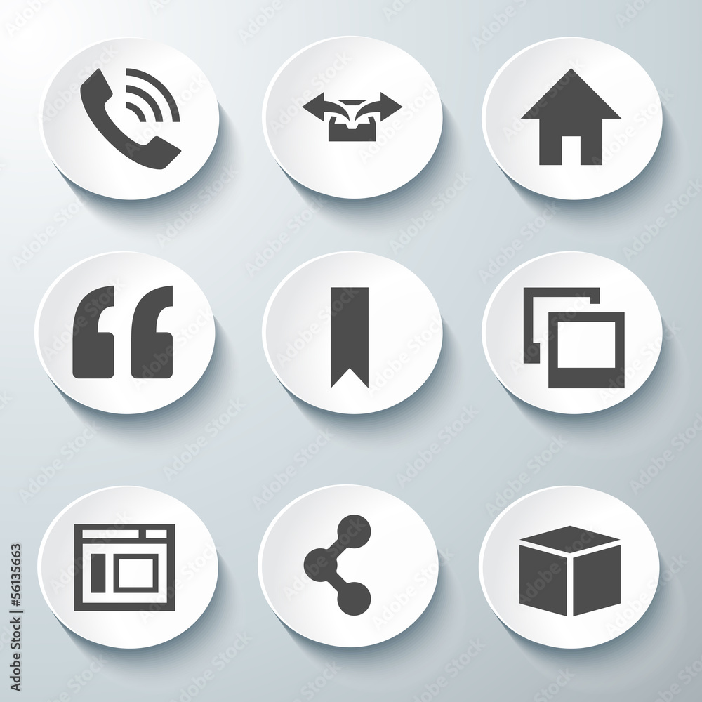 White 3d icons 3d icons set icon collection vector illustration White 3d icons 3d icons set icon collection vector illustration