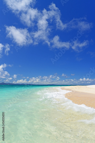 野甫島の美しい珊瑚の海と夏空