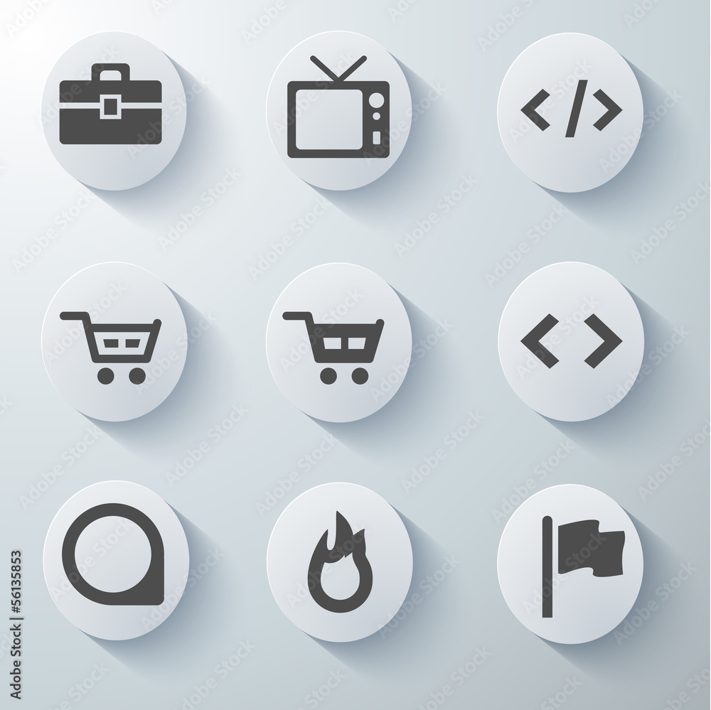 White 3d icons 3d icons set icon collection vector illustration White 3d icons 3d icons set icon collection vector illustration