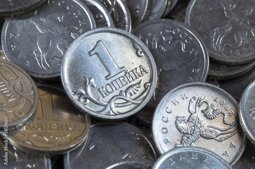 Many Russian coins one copeck