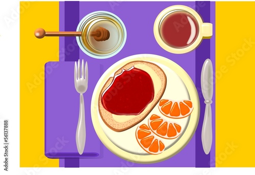 colazione con pane burro e marmellata