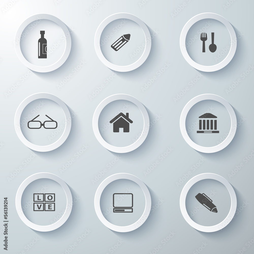 Icon Set collection White 3d icons 3d icons vector illustration Icon Set collection White 3d icons 3d icons vector illustration